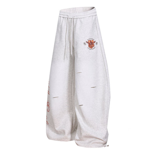 Vintage Style Loose Fit Cotton Blend Pants